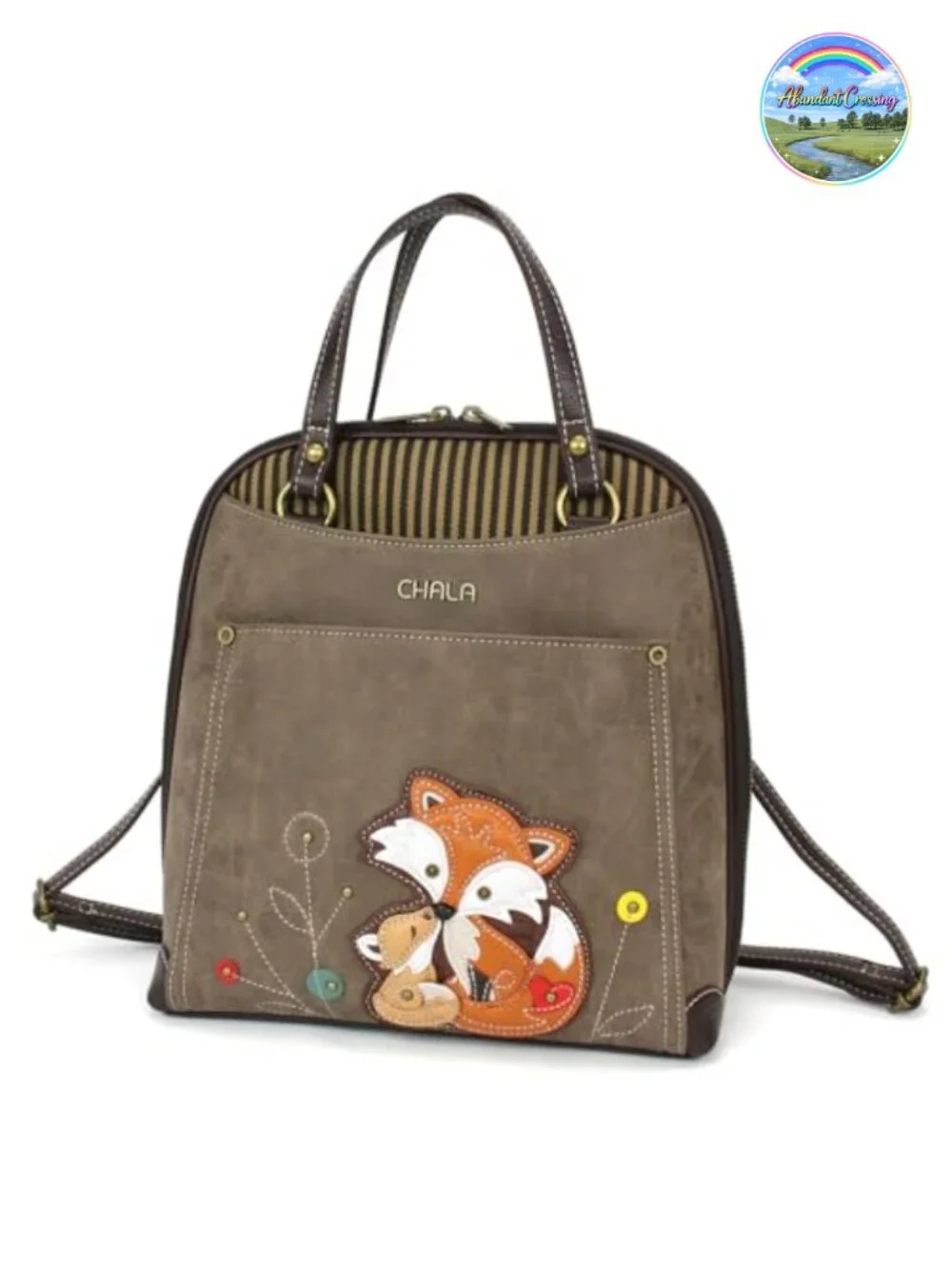 Convertible Backpack Purse Faux Leather Canvas Adjustable Strap